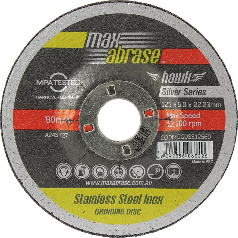 MAXABRASE 100 X 6.0MM GRINDING DISC - STAINLESS SILVER SERIES 